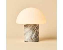 Tavellio Maris Draadloze Tafellamp – H19 – Bianco Statuarietto Marmer en Glas – Tot 100 uur – Wit