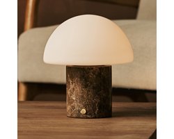 Tavellio Maris Draadloze Tafellamp – H19 – Emperador Marmer en Glas – Tot 100 branduren – Bruin