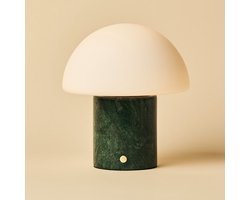 Tavellio Maris Draadloze Tafellamp – H19 – Verde Alpi Marmer en Glas – Tot 100 uur – Groen
