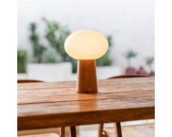 Tavellio Max Oplaadbare Tafellamp - 25CM - Hout en Glas - Tot 100 branduren - Lichtbruin