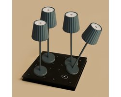 Tavellio Maya Set Oplaadbare Tafellampen – Voordeel Set – 4x Tafellamp en Oplaadstation – Steen Grijs