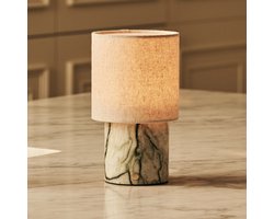 Tavellio Onoda Oplaadbare Tafellamp – Ice Green en Beige Linnenkap – Tot 100 uur