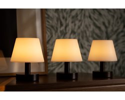 Tavellio – Oplaadbare Tafellamp Teddy – Set 3 stuks – Donkerbruin – tot 80 branduren – Dimbaar, Draadloos & USB – Touch schakelaar – Oplaadbare Tafellamp – Tafellamp op Accu en Batterij – Bureaulamp – Nachtlampje – Tafellamp Binnen en Buiten – 18CM