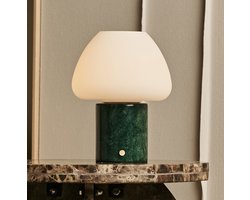 Tavellio Ostade Draadloze Tafellamp – H25 – Verde Alpi Marmer en Glas – Tot 100 uur – H25 – Groen