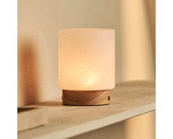 Tavellio Pien Oplaadbare Tafellamp – Hout en Glas – Draadloos – Tot 100 uur