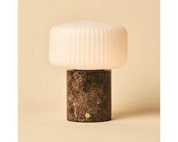 Tavellio Renoir Oplaadbare Tafellamp – Emperador Marmer en Glas – Tot 100 uur – Bruin