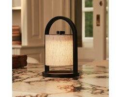 Tavellio River Oplaadbare Tafellamp - 27CM - Hout - Tot 100 branduren - Zwart