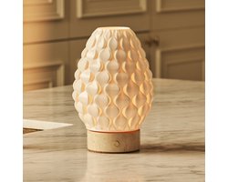 Tavellio Serena Oplaadbare Tafellamp – H23 – Porselein en 3D geprint – Travertijn