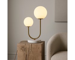 Tavellio – Tafellamp Giorgia – Goud – Marmeren voet – Glas – Tweelichts – H45CM – Woonkamer & Slaapkamer