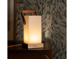 Tavellio – Tafellamp Harper – 100% Hout – Oplaadbaar, Dimbaar, Draadloos & USB – Touch schakelaar – Oplaadbare Tafellamp – Bureaulamp – Leeslampje – Nachtlampje – Tafellamp Binnen en Buiten – 32CM – Tot wel 100 branduren