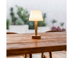 Tavellio – Tafellamp Zoë – 100% Hout – Dimbaar, Draadloos & USB – Touch schakelaar – Oplaadbare Tafellamp – Tafellamp op Accu en Batterij – Bureaulamp – Leeslamp – Nachtlampje – Tafellamp Binnen en Buiten – 28CM – Tot wel 100 branduren