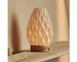 Tavellio Vela Oplaadbare Tafellamp – H22 – Porselein en 3D geprint – Lichtbruin
