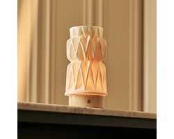Tavellio Vento Oplaadbare Tafellamp – H23 – Porselein en 3D geprint – Travertine