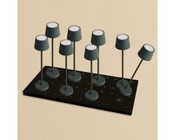 Tavellio Vondel Set Oplaadbare Tafellampen – 8x USB-C – H30 – Steen Grijs