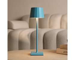 Tavellio William Oplaadbare Tafellamp – H38 – USB en Touch – Tot 120 uur – Amsterdams Blauw