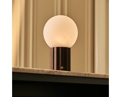 Tavellio Wim Oplaadbare Tafellamp – H24 – Hout en Glas – Donkerbruin