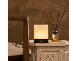 Tavellio Yce Oplaadbare Tafellamp – H15 – Hout en Glas – Tot 100 uur – Zwart