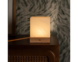 Tavellio Yce Tafellamp – H15 – Hout en Glas – Tot 100 branduren – Lichtbruin