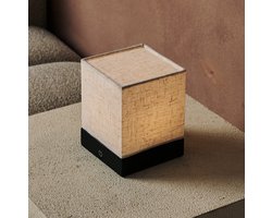 Tavellio Zano Tafellamp – H15 – Hout en Linnen – Tot 100 branduren – Zwart