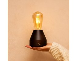 Tavellio Zavi Oplaadbare Tafellamp – H20 – Hout – Tot 80 branduren – Donkerbruin