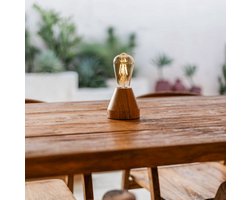 Tavellio Zavi Oplaadbare Tafellamp – H20 – Hout – Tot 80 branduren – Lichtbruin