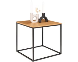 Taylor | sidetable | zwart | staal en eikenhout | 45x45x45 cm | bijzettafel | bijzettafel buiten | bijzettafel industrieel | salontafel | klein bijzettafeltje | Wood Selections