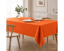 Tbeloo Oranje tafelkleed, waterdicht, afwasbaar, vlekbestendig, polyester, voor eettafel, tuin, feest, bruiloft, 140 x 280 cm