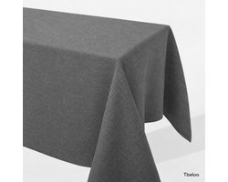 Tbeloo Tafelkleed linnenlook waterafstotend lotuseffect 130 x 130 cm - vierkant - grijs