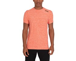 TCA Galaxy sportshirt heren korte mouw - Quickdry t-shirt - Rekbaar sport shirt heren - Trainingsshirt ademend - Hardloopshirt heren - Fietsshirt - Oranje, M