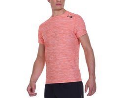 TCA Galaxy sportshirt heren korte mouw - Quickdry t-shirt - Rekbaar sport shirt heren - Trainingsshirt ademend - Hardloopshirt heren - Fietsshirt - Oranje, L