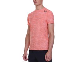 TCA Galaxy sportshirt heren korte mouw - Quickdry t-shirt - Rekbaar sport shirt heren - Trainingsshirt ademend - Hardloopshirt heren - Fietsshirt - Oranje, XL