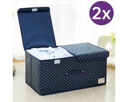 TDR-2 Stuks Opbergdoos voor kleding - 50x30x25cm - Marineblauw ( 2 Stuks )