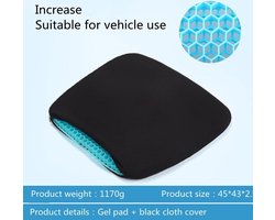 TDR - Gel kussen -Verminderd rugklachten- inclusief wasbare hoes -Geschikt op elke stoel-zwart