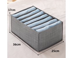 TDR-opvouwbare opbergdoos met 7 vakken-lade-organizer voor jeans,truien,overhemden en broeken-kledingbox- Donkergrijs 36*25*17CM