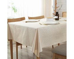 TDR-Waterdicht linnen effen kleur tafelkleed - Beige 135 * 220 CM