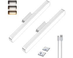 Tdyon 2 Stuks LED Lamp – 3000mAh 32 cm – Met Sensor Geheugenfunctie en Magneet – Lichtinstelling – USB Oplaadbaar – Voor Slaapkamer, Meubels, Keuken en Badkamer