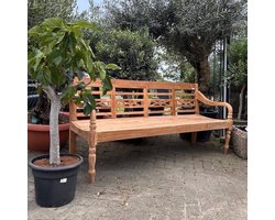 Teak hout tuinbankje 1.90m met bloemetjes en hartjes vormen