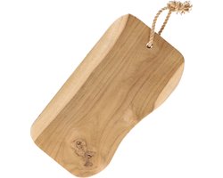 Teak houten kaarsenplateau met handvat 36 cm - Home deco - Woondecoratie/woonaccessoires - Kaars planken/plateaus van hout