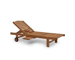 Teak ligbed met wielen Natural
