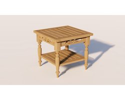 Teakea - Batavia Teakhouten Bijzettafel met Legplank 60x60 cm - Massief Teak Coffee Table