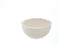 Teakea - Blanco Mini Waskom van Wit Marmer 30 cm Rond - Kleine Natuursteen Fontein Waskom