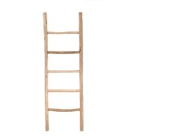 Teakea Decoratie Ladder - 150 cm - Teakhout - Handdoekladder met Eiken-Look Coating - 5 Treden - Naturel