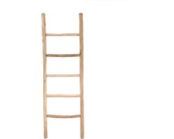 Teakea - Decoratie Ladder Naturel Eiken-Look 50x5x150 cm - Houten Handdoekladder
