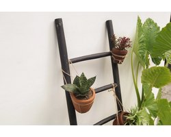 Teakea - Decoratieladder teak 150 cm - zwart gecoat
