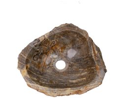 Teakea - Fossiel Waskom 46x38x15 cm - Versteend Hout - Luxe Natuursteen Waskom