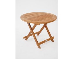 Teakea - Rond Teak Houten Bijzettafeltje | Salontafel Tuin Inklapbaar Ø 60 | Rondo Tuintafeltje