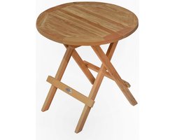 Teakea - Rond Teakhouten Klaptafeltje Ø50 cm - Inklapbaar & Vouwbaar Tuintafeltje - Massief Teak