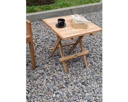 Teakea - Teak Bijzettafel Inklapbaar 50x50x45 cm - Vouwbaar Houten Picknick- & Tuin Tafeltje - Massief Teakhout