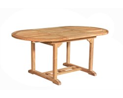 Teakea - Teak Tuintafel Uitschuifbaar Ovaal 120–180x100x75 cm - Met Parasolgat - Massief Teakhout