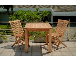 Teakea - Teak Tuintafel Vierkant 80x80x75 cm - Massief Teakhout - Houten Buitentafel